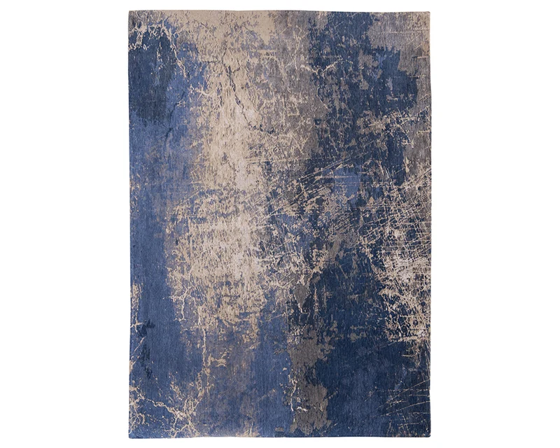Tapis de salon bleu et gris - Rustik Chenille