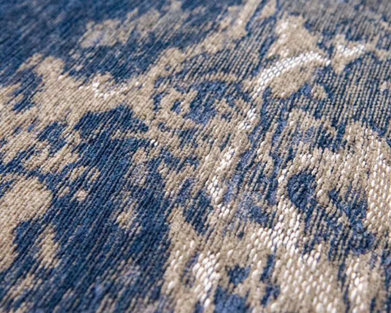 Tapis de salon bleu et gris - Rustik Chenille