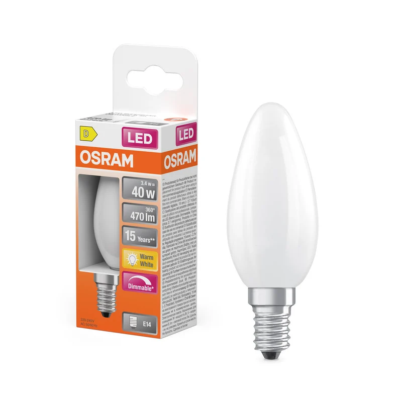 Rétrofit LED CLASSIC B DIM 3.4W 827 Givré E14