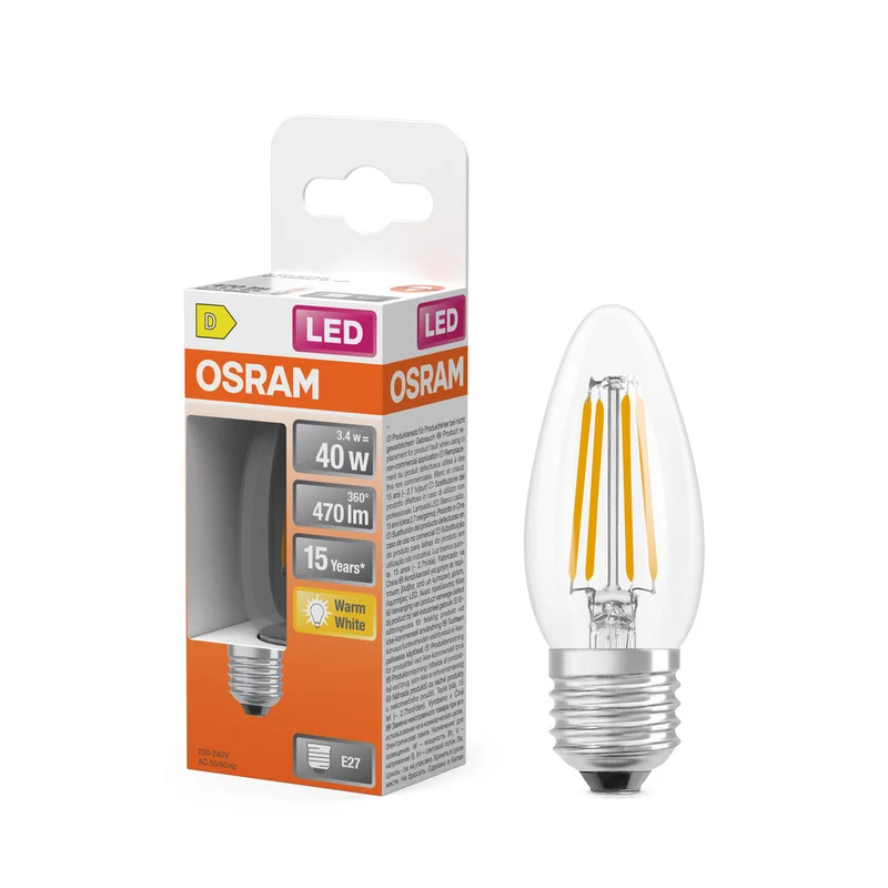 Rétrofit LED CLASSIC B 3.4W 827 Clair E27