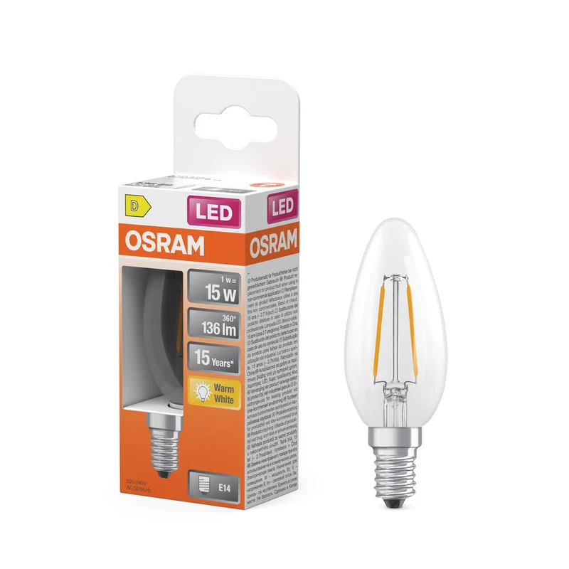 Rétrofit LED CLASSIC B 1W 827 Clair E14