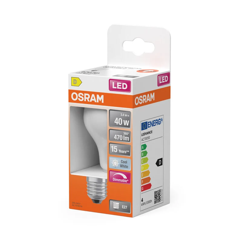 Rétrofit LED CLASSIC A DIM 3.4W 840 Givré E27