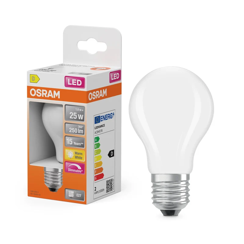 Rétrofit LED CLASSIC A DIM 1.8W 827 Givré E27