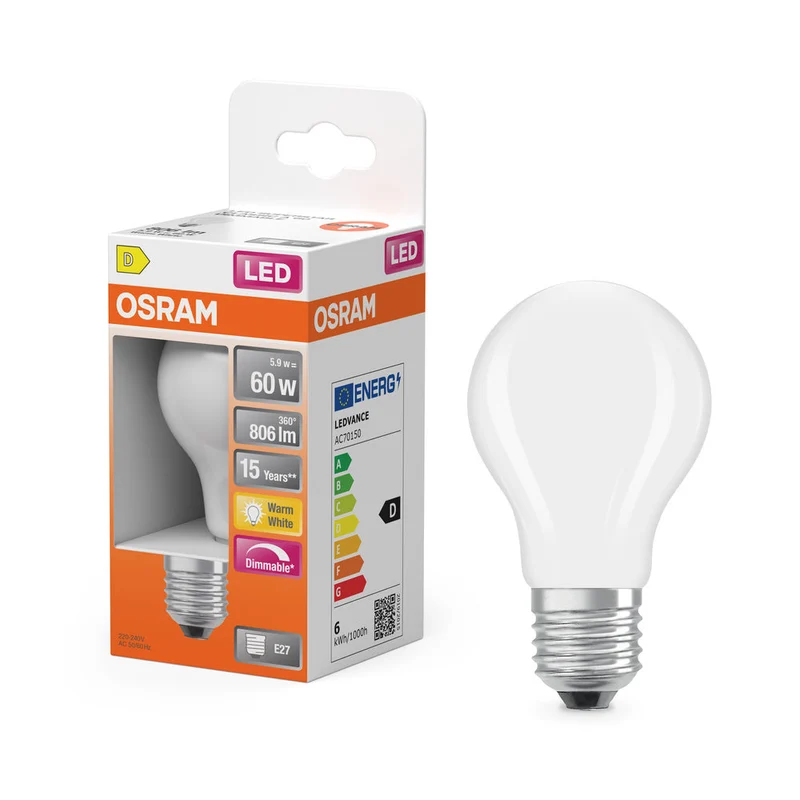 Rétrofit LED CLASSIC A DIM 5.9W 827 Givré E27