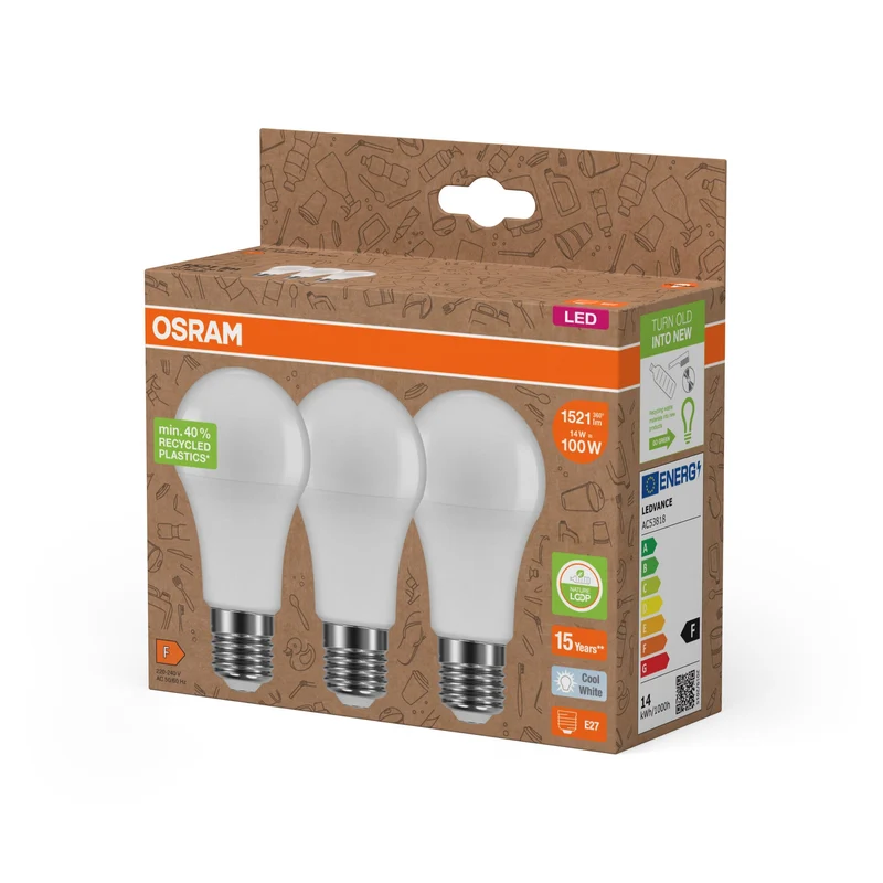 Lampes LED PCR avec classique A 14W 840 givré E27
