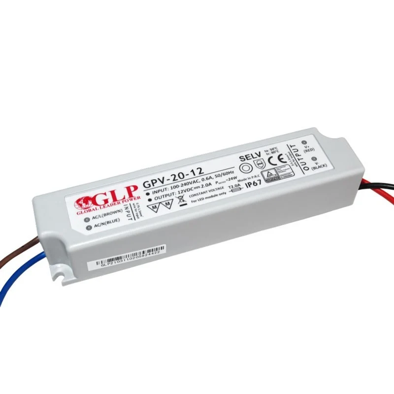 Alimentation LED étanche 12V DC - 20W - IP67 - GLP