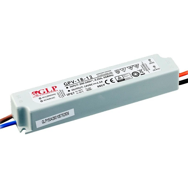 Alimentation LED étanche 12V DC - 18W - IP67 - GLP