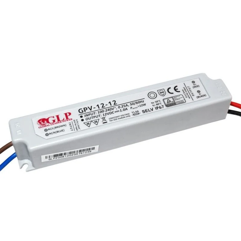 Alimentation LED étanche 12V DC - 12W - IP67 - GLP