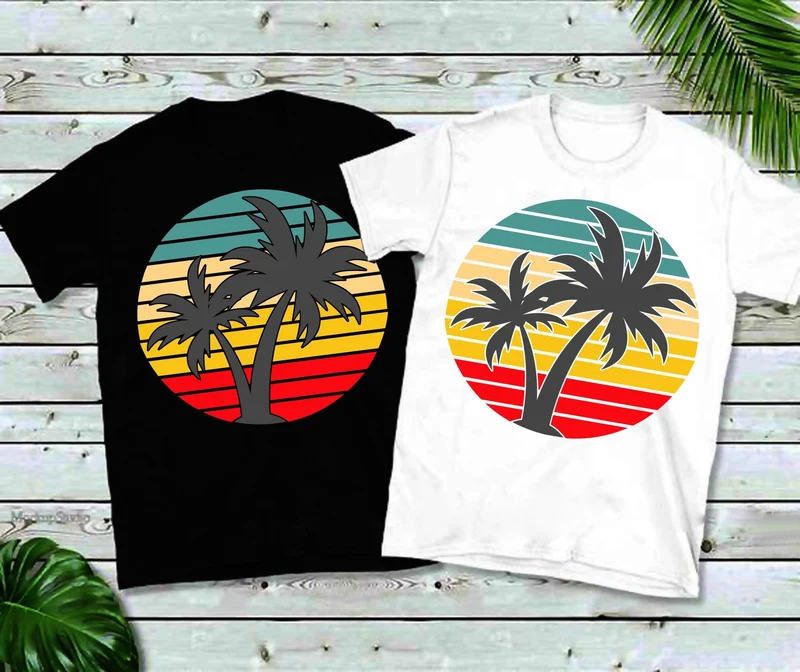 Chemise unisexe au coucher du soleil tropical || Chemise de coucher de soleil tropicale de plage || Chemise de vacances tropicales || T-shirt d'été vintage