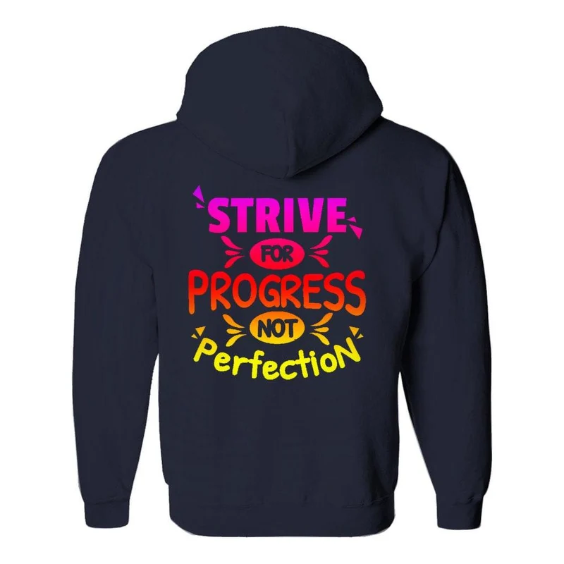 Efforcez-vous de progresser et non de perfection Sweats à capuche (No-Zip/Pullover), T-shirt motivationnel, Chemise de gym, Motivation de gym, Chemise de motivation, Motivation