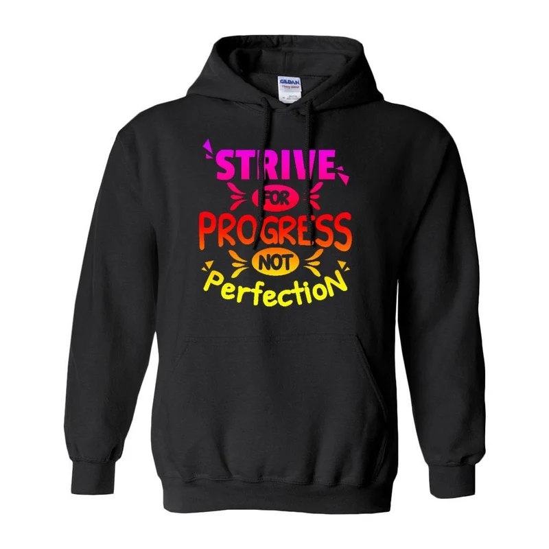Efforcez-vous de progresser et non de perfection Sweats à capuche (No-Zip/Pullover), T-shirt motivationnel, Chemise de gym, Motivation de gym, Chemise de motivation, Motivation