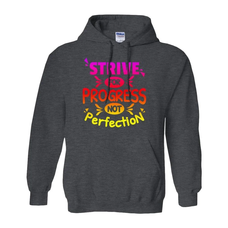 Efforcez-vous de progresser et non de perfection Sweats à capuche (No-Zip/Pullover), T-shirt motivationnel, Chemise de gym, Motivation de gym, Chemise de motivation, Motivation