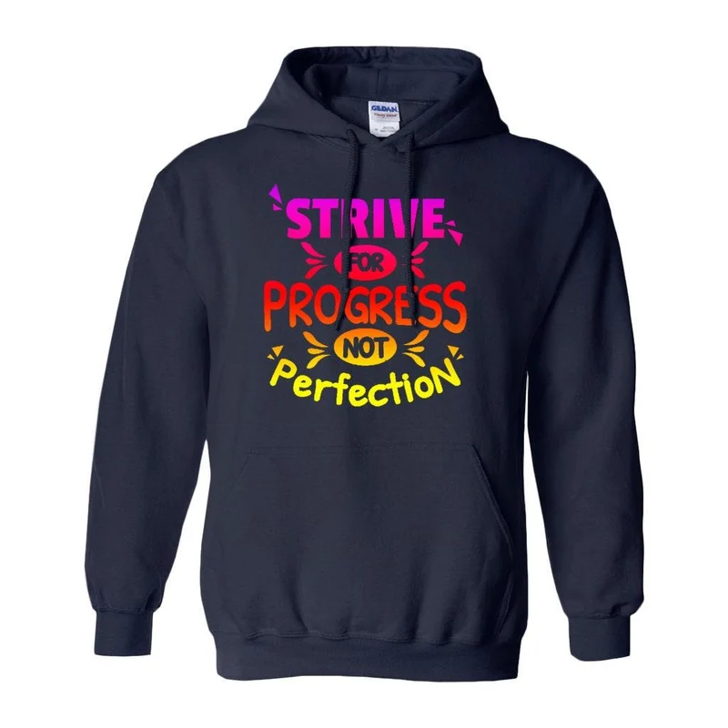 Efforcez-vous de progresser et non de perfection Sweats à capuche (No-Zip/Pullover), T-shirt motivationnel, Chemise de gym, Motivation de gym, Chemise de motivation, Motivation