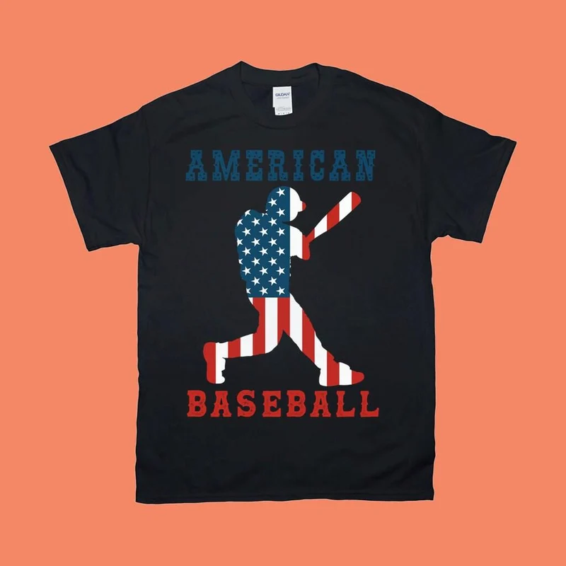 Baseball américain | T-shirts drapeau américain, chemise de baseball, chemises de baseball, maman de baseball, fête d'anniversaire de baseball, cadeaux de baseball pour garçons