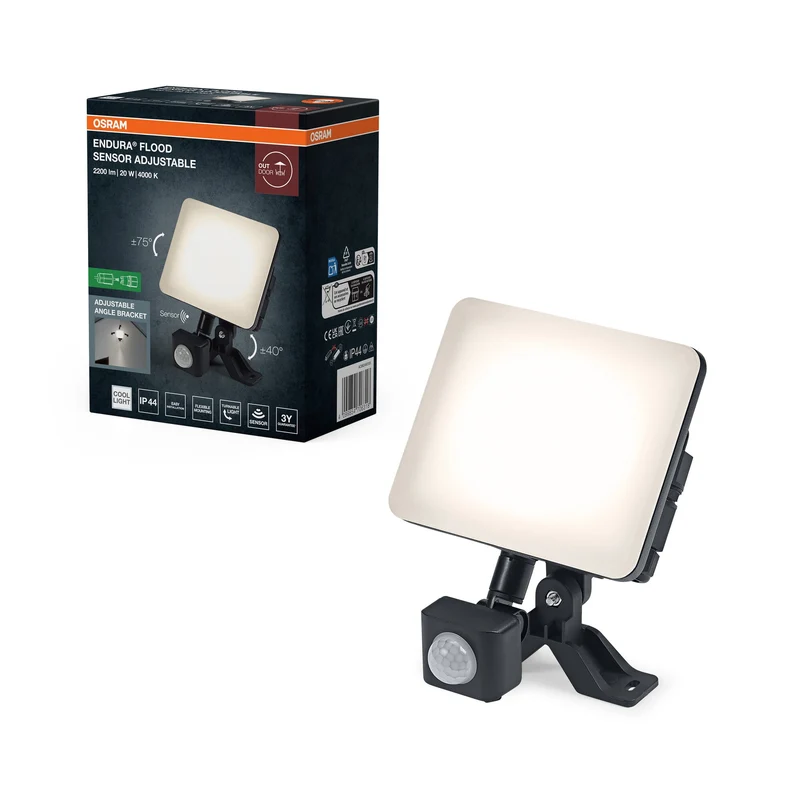 OSRAM ENDURA® Projecteur extérieur réglable avec capteur 20W 840 Noir