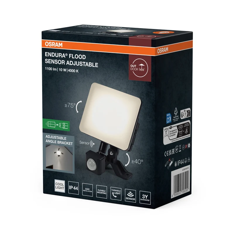 OSRAM ENDURA® Projecteur extérieur réglable avec capteur 10W 840 Noir