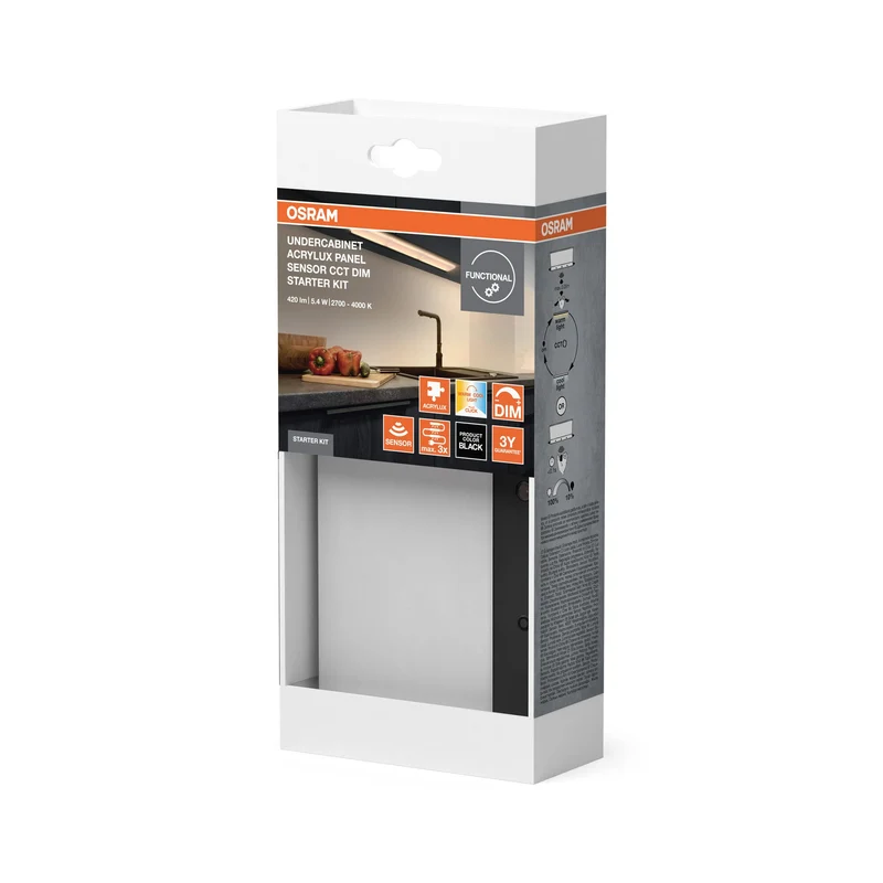 OSRAM Luminaire sous meuble Acrylux Panel 5,4W CCT dimmable Kit de démarrage