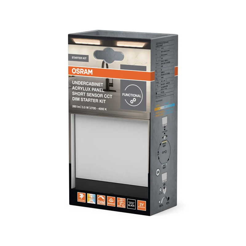 OSRAM Luminaire sous meuble Acrylux Panel court 3,5W CCT dimmable Kit de démarrage