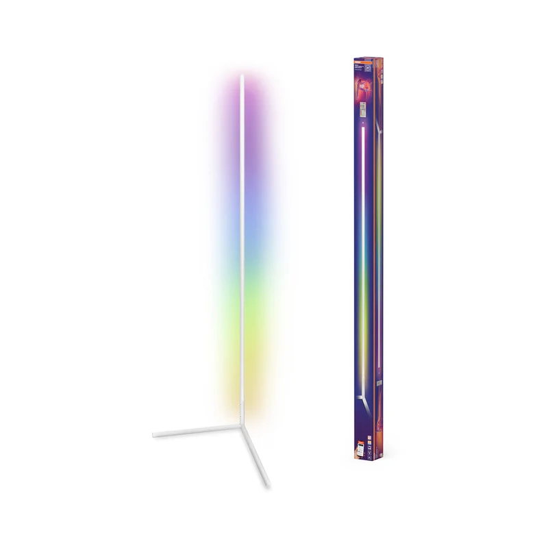 OSRAM Matter SMART+ Lampadaire d'angle mince, avec télécommande, blanc, 1400 mm, RVB + blanc réglable (TW)