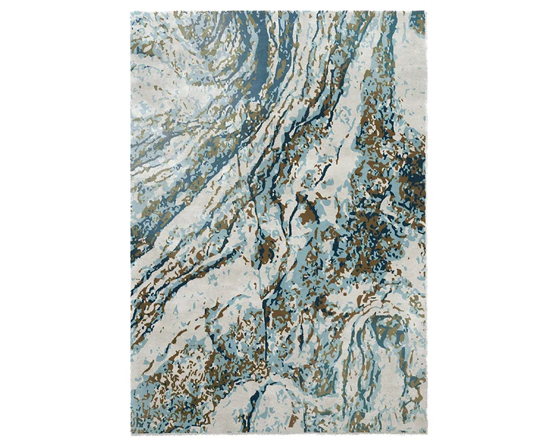 Tapis contemporain pour salon bleu - Marble