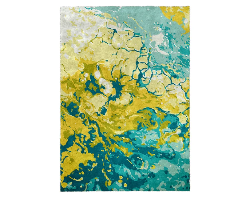 Tapis salon coloré bleu vert - Aquarelle