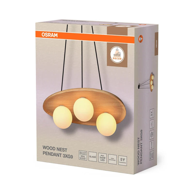 OSRAM DECOR Wood Nest suspension 1xG9 Marron