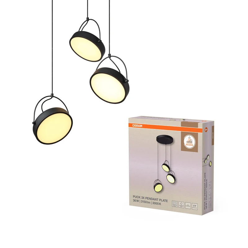 OSRAM DECOR Puck Suspension 3x PL 36W Noir