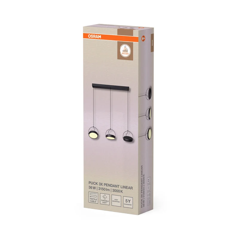 OSRAM DECOR Puck Suspension 3x 36W Noir