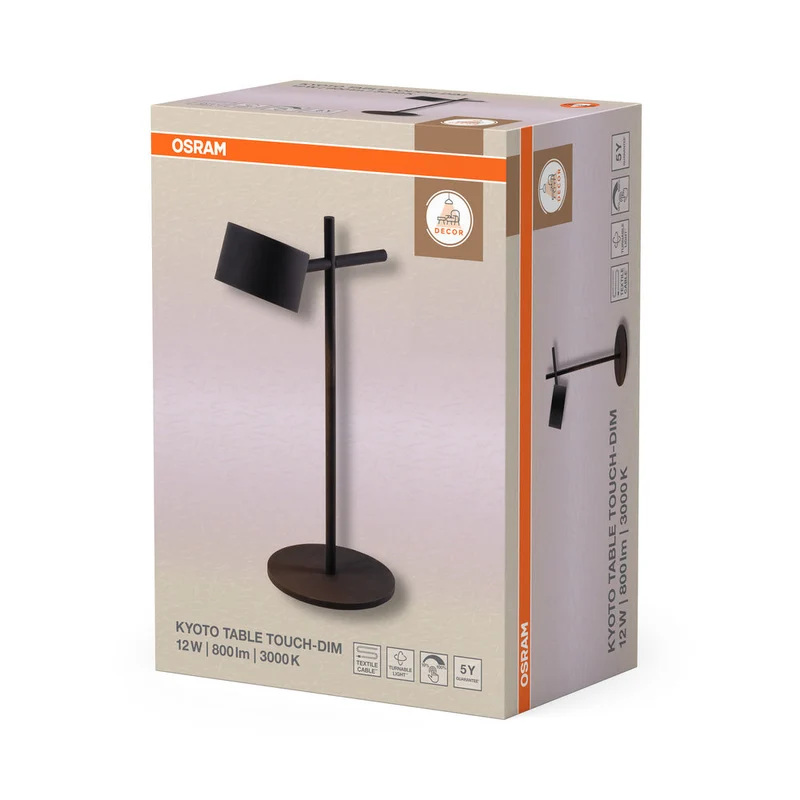 OSRAM DECOR Kyoto lampe à poser 12W 930 TOUCH DIM Noir