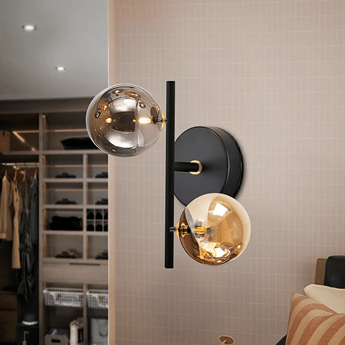 Applique Murale Boule Ambre et Noire Chambre