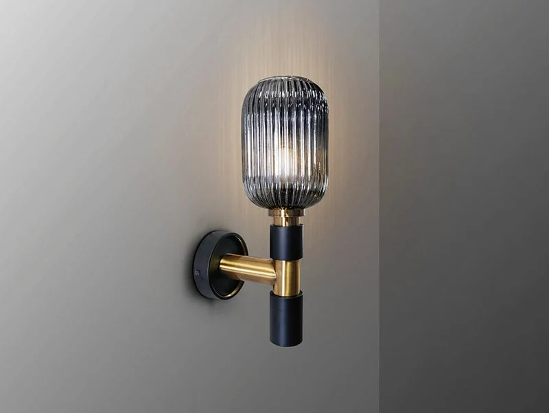 Applique murale Chambre noire mat et Verre