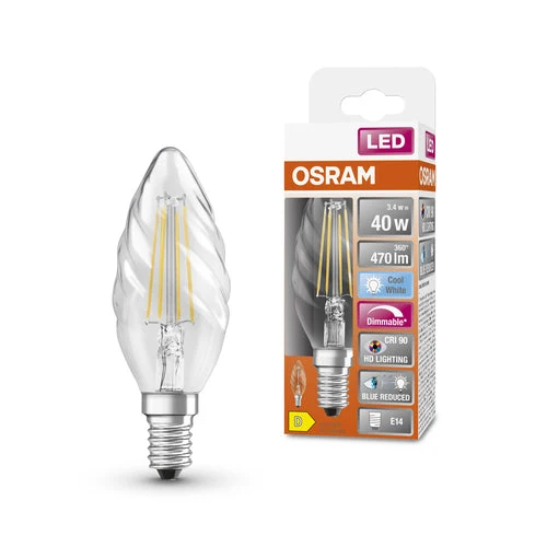 OSRAM Lampe LED dimmable LED SUPERSTAR+ CL BW FIL 40 dim 3,4W/940 E14 IRC90 BOÎTE, blanc froid