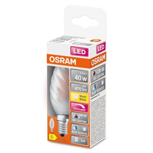 OSRAM Lampe LED dimmable LED SUPERSTAR+ CL BW GL FR 40 dim 3,4W/927 E14 IRC90 BOÎTE, blanc chaud