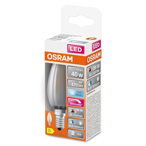 OSRAM Lampe LED dimmable LED SUPERSTAR+ CL B GL FR 40 dim 3,4W/940 E14 IRC90 BOÎTE, blanc froid
