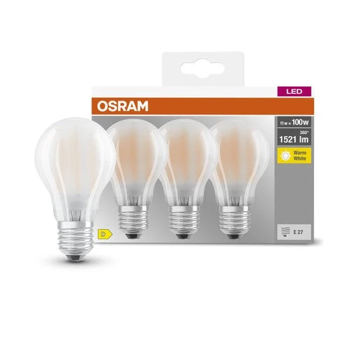 OSRAM LED BASE CLASSIC A lampe mate (ex 100W) 11W / 2700K blanc chaud E27, pack de 3
