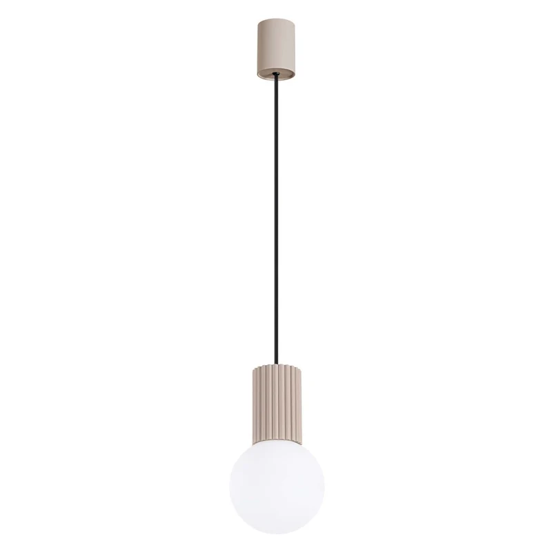 Suspension Aluminium/Verre Taupe Moderne Ronde