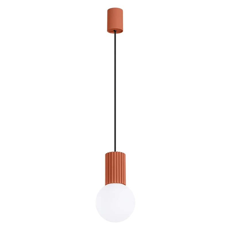 Suspension Aluminium/Verre Ocre Rouge Moderne Rond