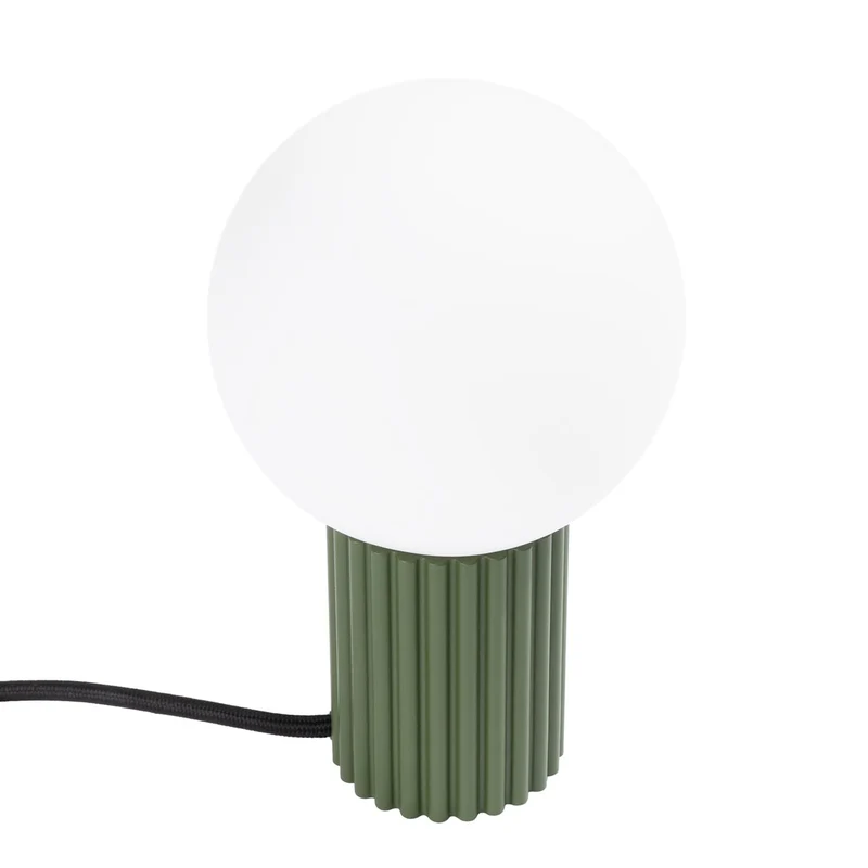 Lampe Aluminium/Verre Vert Olive Moderne Ronde