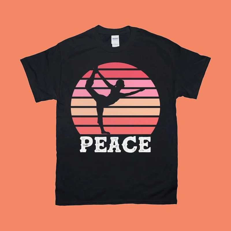 Yoga | Paix | T-shirts rétro, T-shirt de yoga, T-shirt pour hommes, T-shirt pour femmes, Yoga, Motivation, Esprit positif, Vibes positives