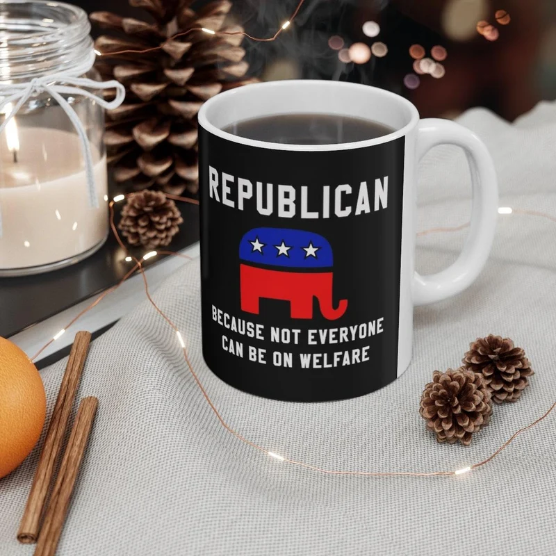 Tasse à café républicaine, cadeau républicain, tasse politique, républicain Tout le monde ne peut pas bénéficier de l'aide sociale, républicain élevé, éléphant, céramique 11oz