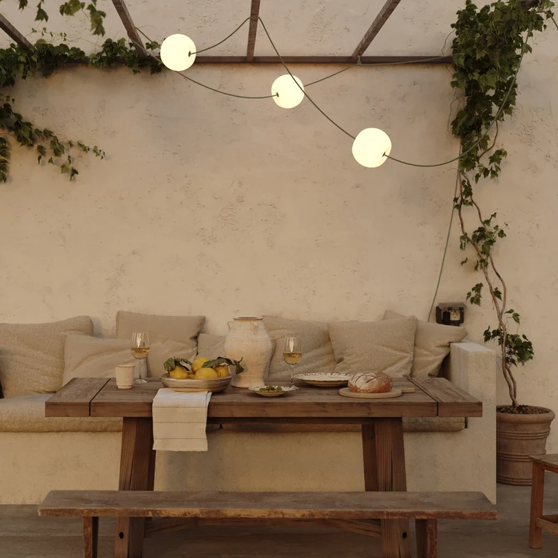 Guirlande lumineuse 3 points lumineux d’extérieur IP67 Vert Olive - Marina3 Cherry