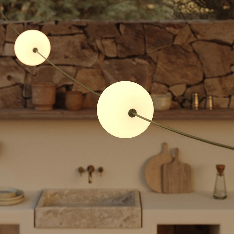 Guirlande lumineuse 3 points lumineux d’extérieur IP67 Vert Olive - Marina3 Cherry