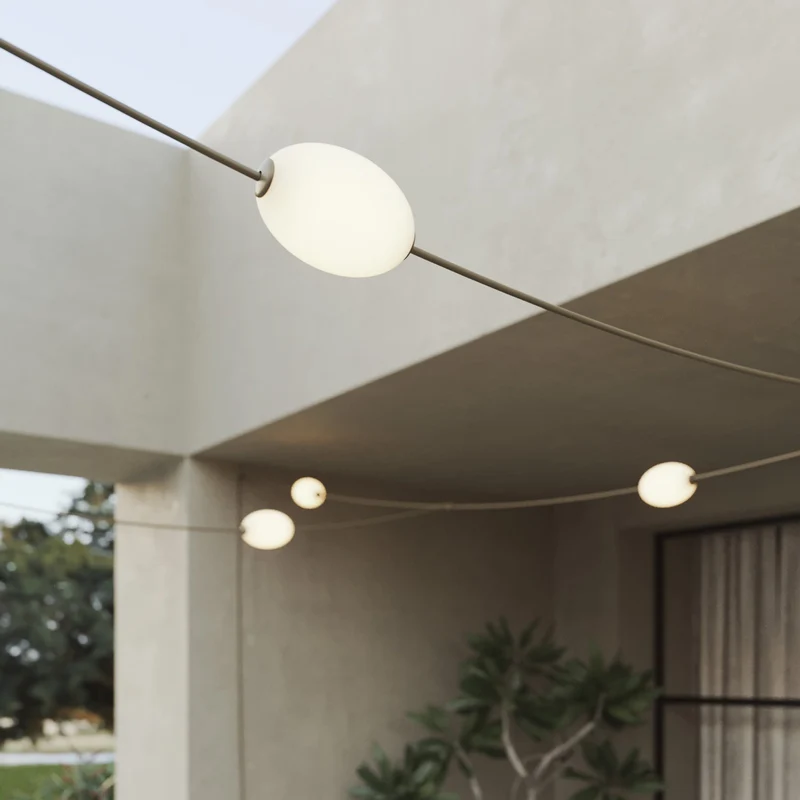 Guirlande lumineuse réticulaire 7 points lumineux d’extérieur IP67 Vert olive - Marina GRID