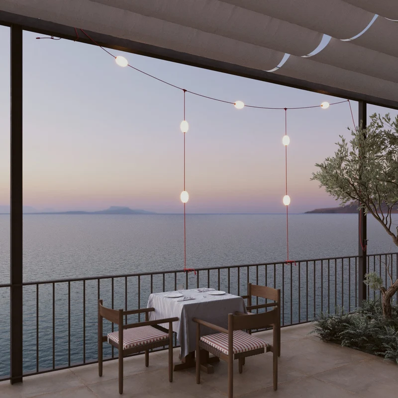Guirlande lumineuse grillagée 7 points lumineux d’extérieur IP67 Rouge étoile de mer - Marina GRID