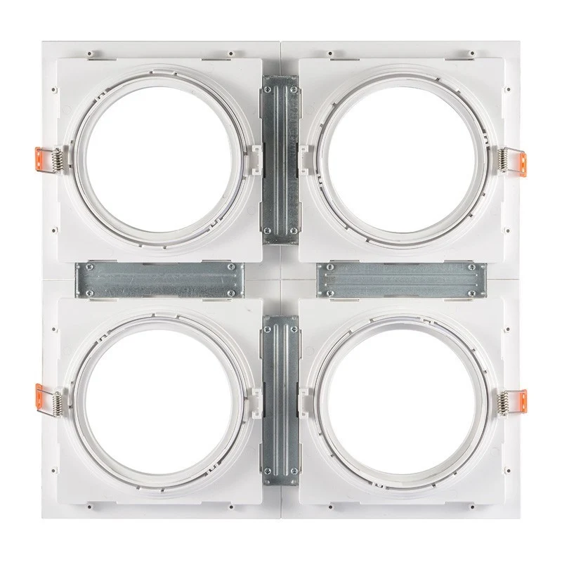 Pack x 4 - Collerette downlight carrée orientable type cardan pour ampoule QR111 ou AR111 - Coupe 155 x 155 mm
