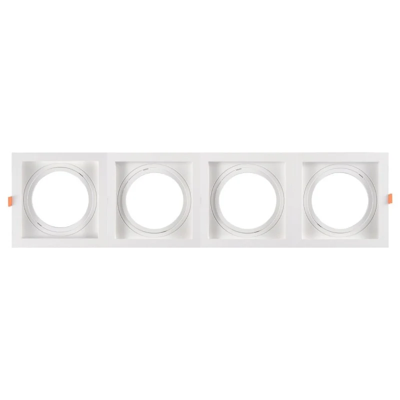 Pack x 4 - Collerette downlight carrée orientable type cardan pour ampoule QR111 ou AR111 - Coupe 155 x 155 mm