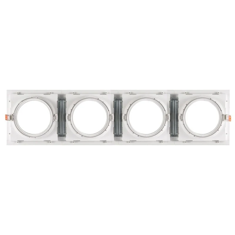 Pack x 4 - Collerette downlight carrée orientable type cardan pour ampoule QR111 ou AR111 - Coupe 155 x 155 mm
