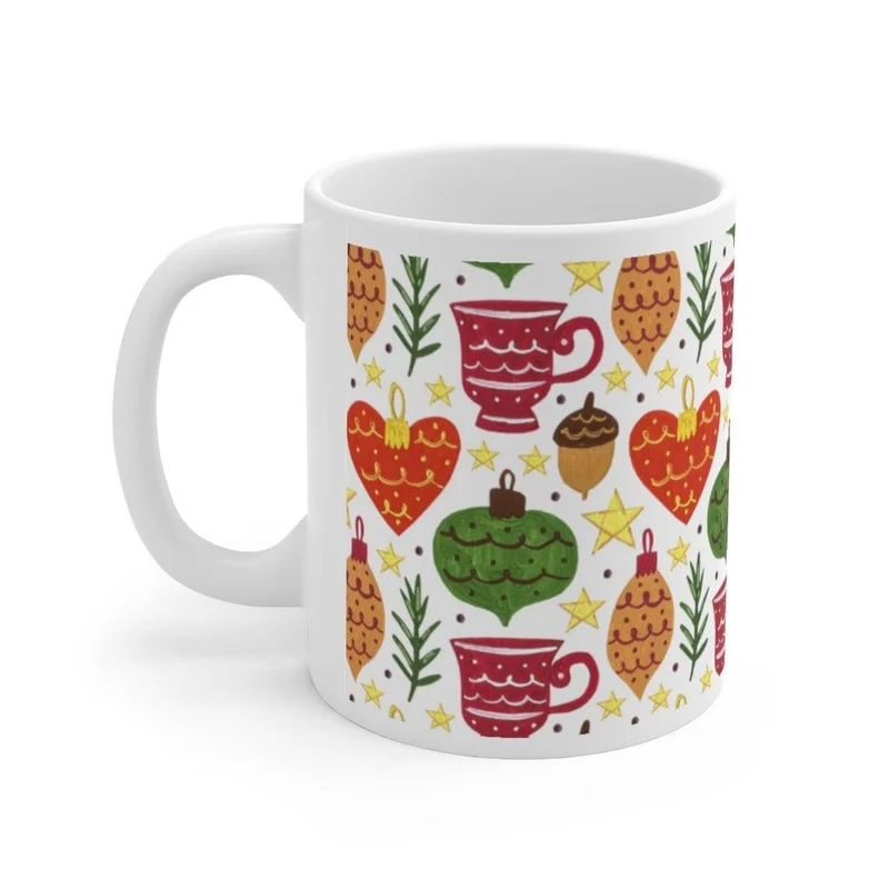 Tasse en céramique d’hiver, tasse à café de Noël, tasse florale d’hiver, cadeau de Noël pour elle, tasse de thé de Noël d’hiver, tasse d’ornements d’arbre de Noël