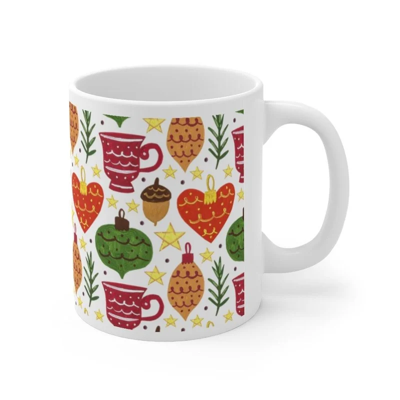 Tasse en céramique d’hiver, tasse à café de Noël, tasse florale d’hiver, cadeau de Noël pour elle, tasse de thé de Noël d’hiver, tasse d’ornements d’arbre de Noël