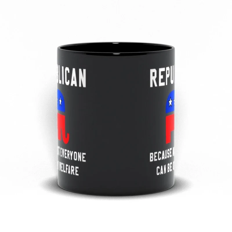 Républicain parce que tout le monde ne peut pas bénéficier de l’aide sociale Mugs noirs, tasse républicaine, cadeau républicain